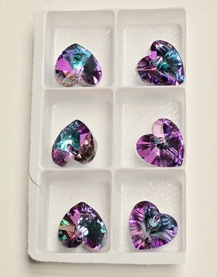 Heart Crystal Pendants 12mm: Light Virtail