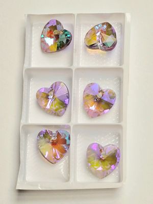Heart Crystal Pendants 12mm: Phantom Lavender 