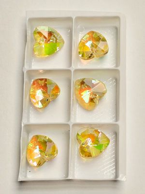 Heart Crystal Pendants 12mm: Sunshine