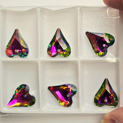 Crystal Heart Pendants 17x14mm: Medium Vitrail