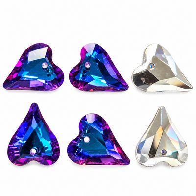 Crystal Heart Pendants 17x14mm: Blue-Purple
