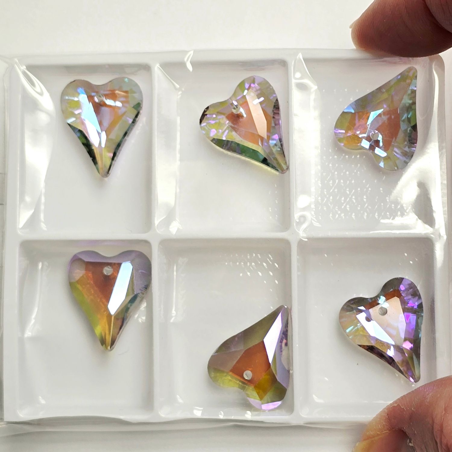 Crystal Heart Pendants 17x14mm: Phatom Lavender 