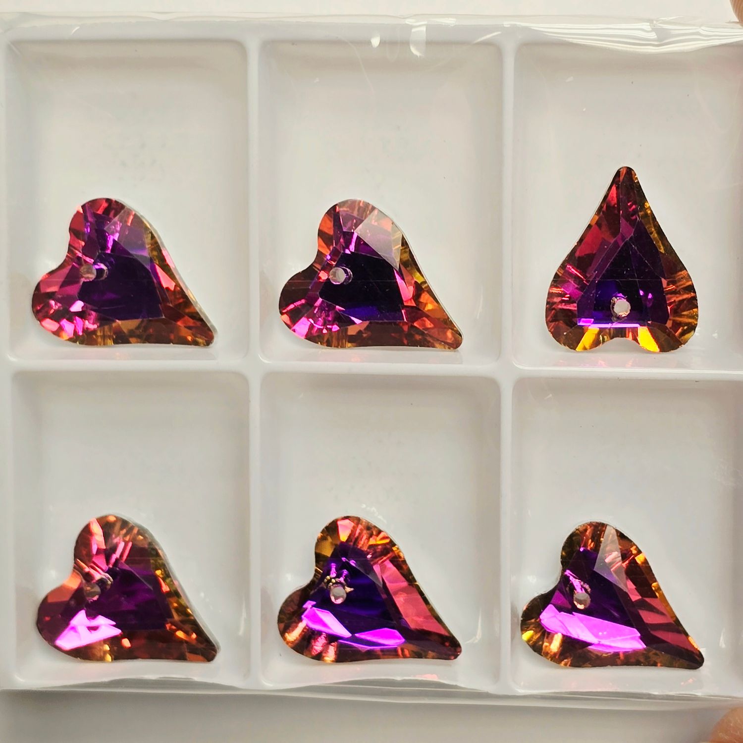 Crystal Heart Pendants 17x14mm: Pink-Orange