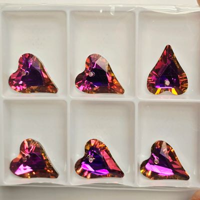Crystal Heart Pendants 17x14mm: Pink-Orange