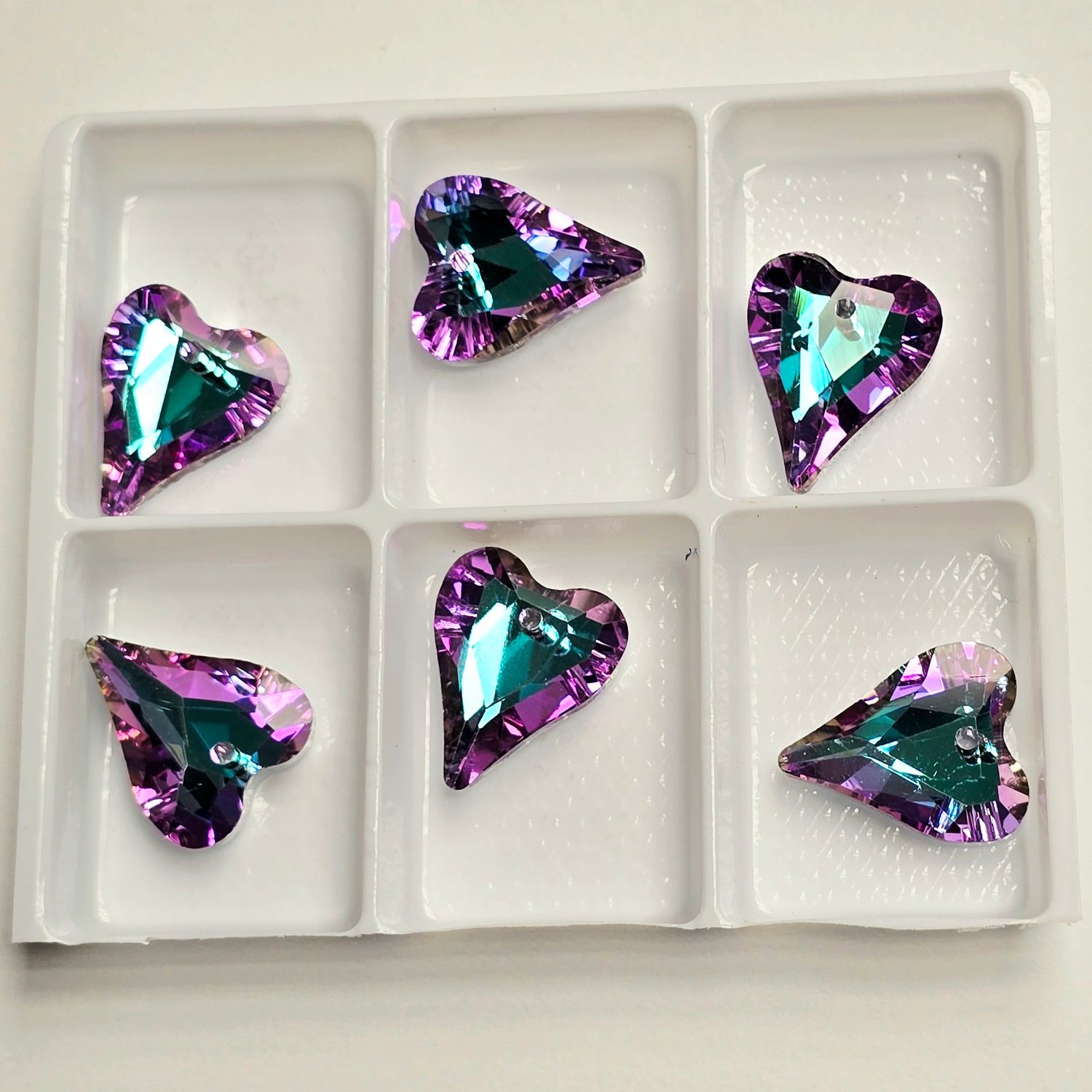 Crystal Heart Pendants 17x14mm: Light Vitrail