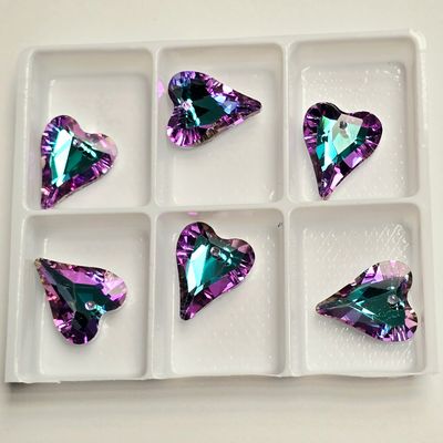Crystal Heart Pendants 17x14mm: Light Vitrail