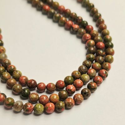 6mm Rounds - Unakite Jasper 6mm Rounds - Unakite Jasper