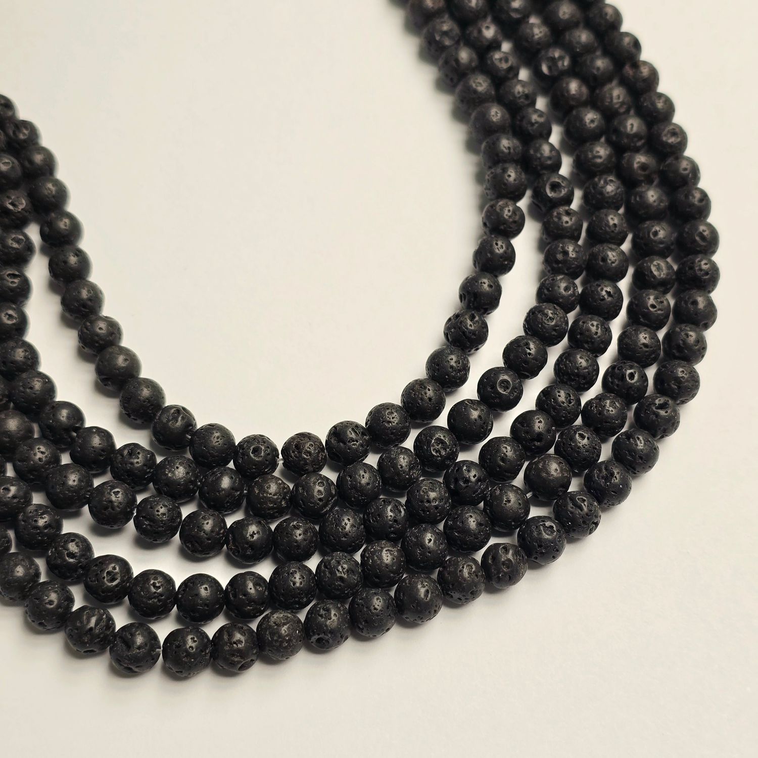 6mm Rounds - Black Lava Stone
