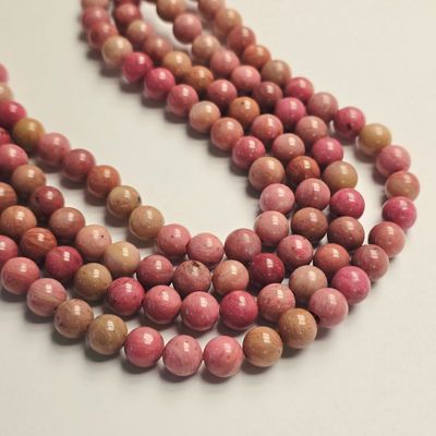 8mm Rounds - Rose Pink Rhodonite 8mm Rounds - Rose Pink Rhodonite