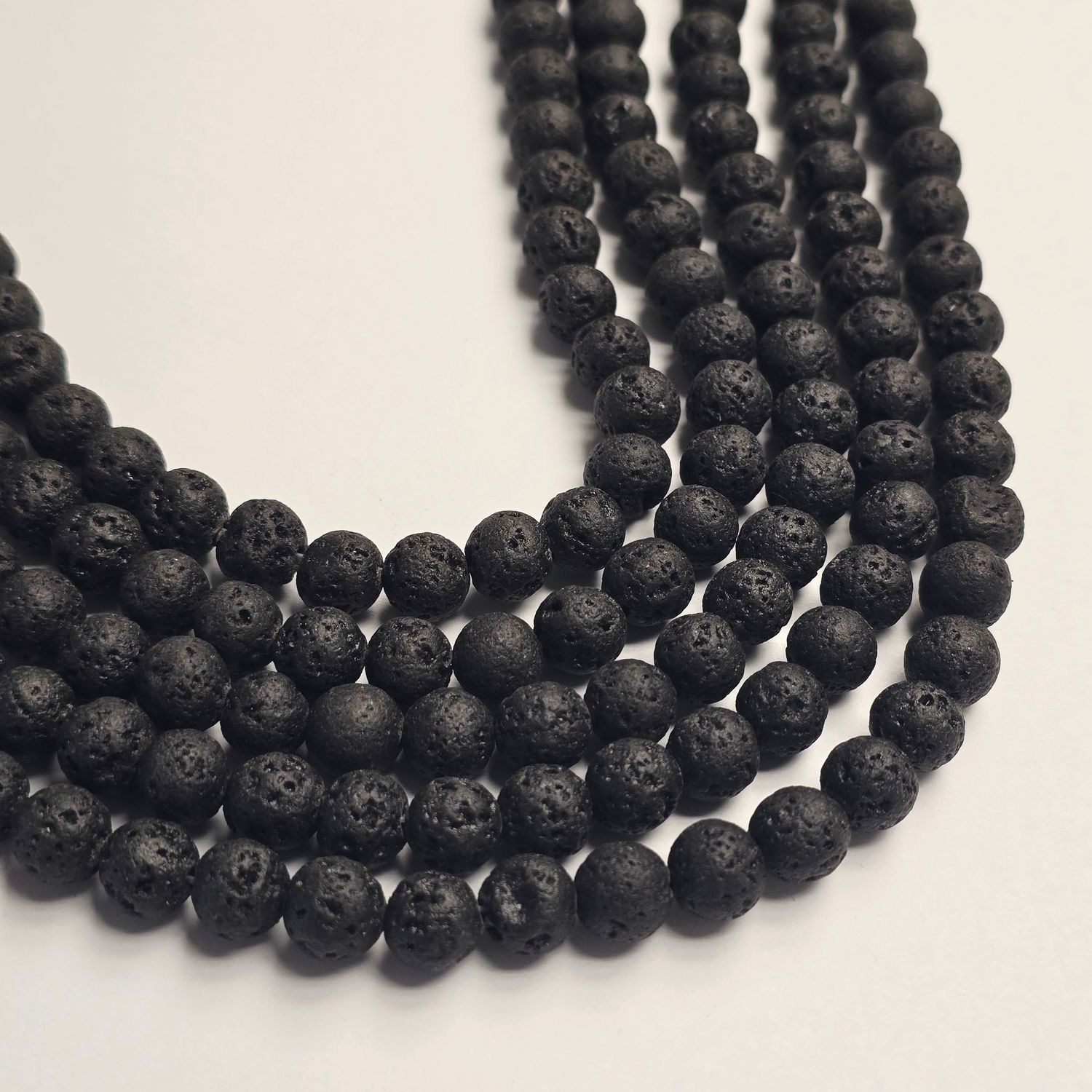 8mm Rounds - Black Lava Stone