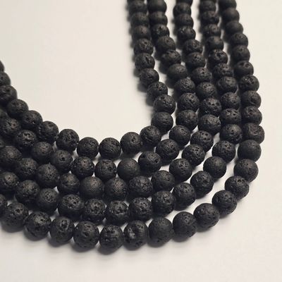 8mm Rounds - Black Lava Stone 8mm Rounds - Black Lava Stone
