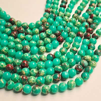 8mm Rounds - Sea Sediment Jasper Green 8mm Rounds - Sea Sediment Jasper Green