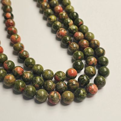8mm Rounds - Unakite Jasper 8mm Rounds - Unakite Jasper