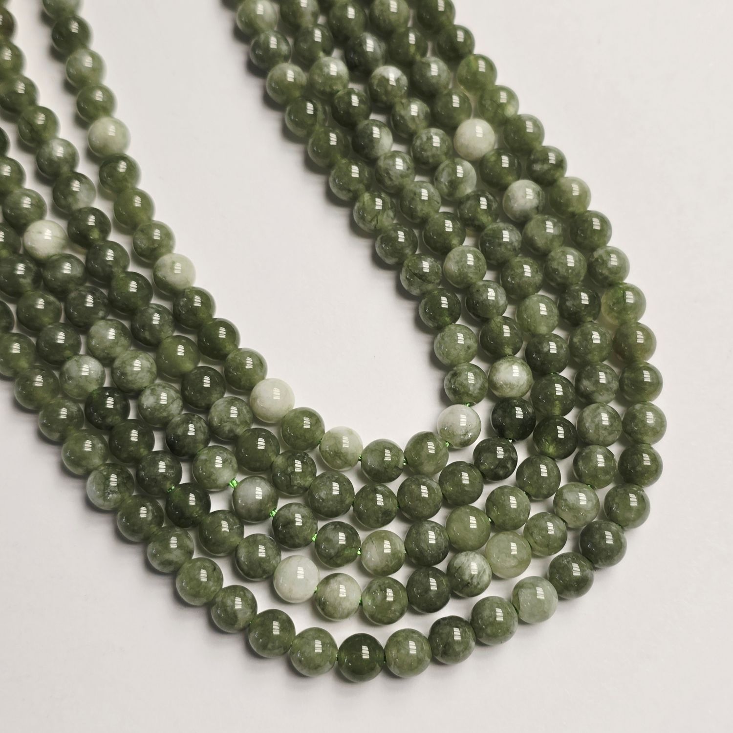 6mm Jade Rounds - Dusty Olive Green
