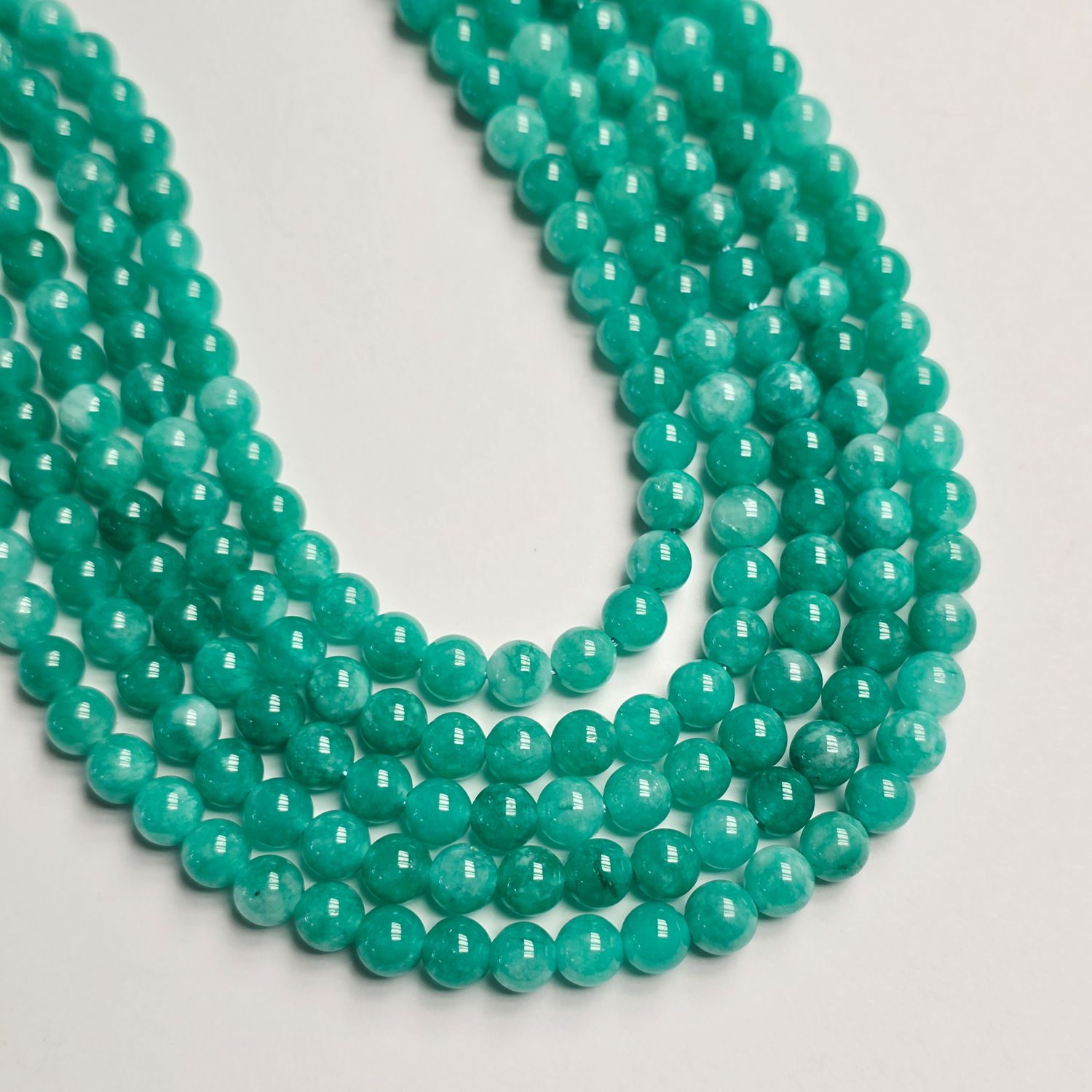 6mm Jade Rounds - Dusty Seafoam Green