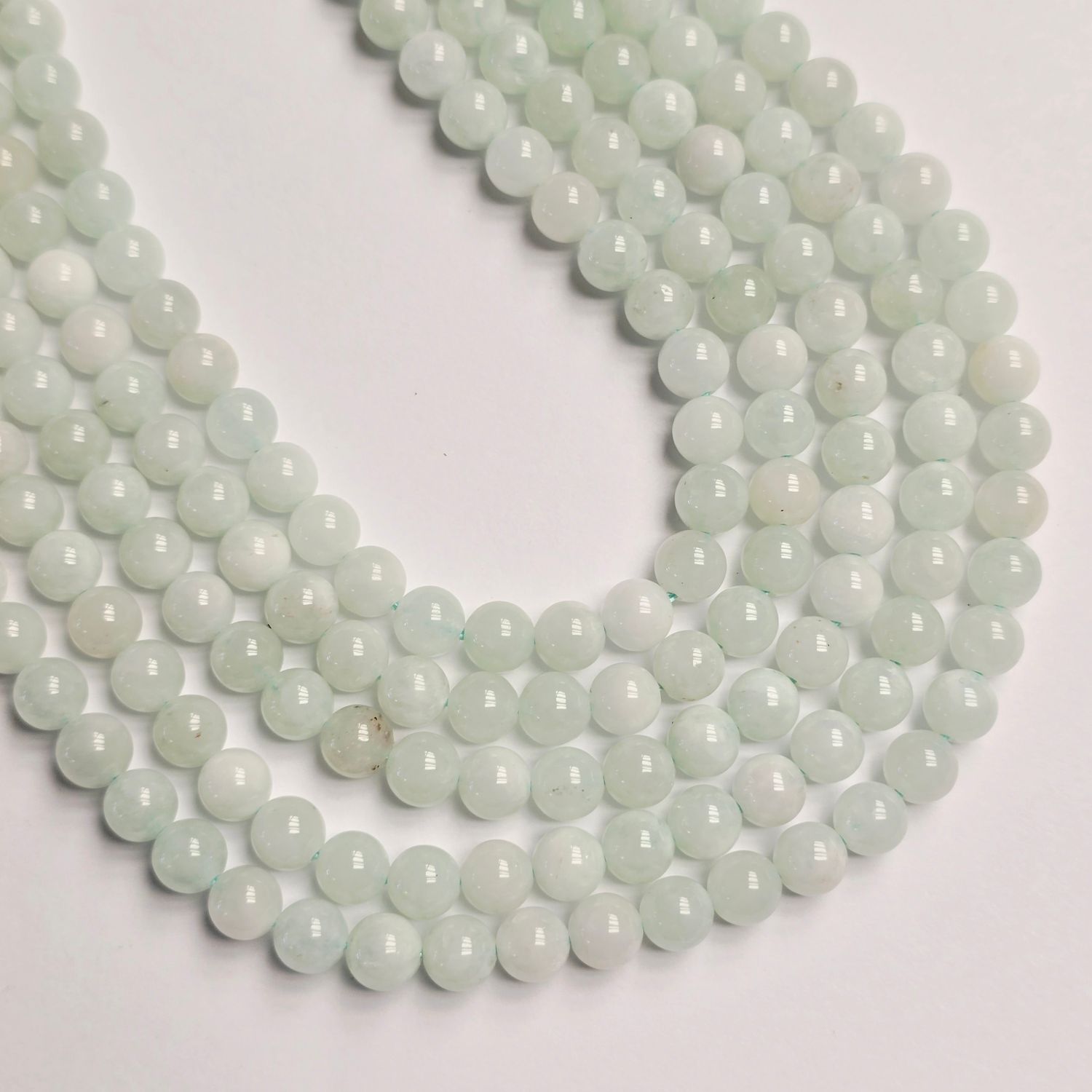 6mm Jade Rounds - White Light Mint Green