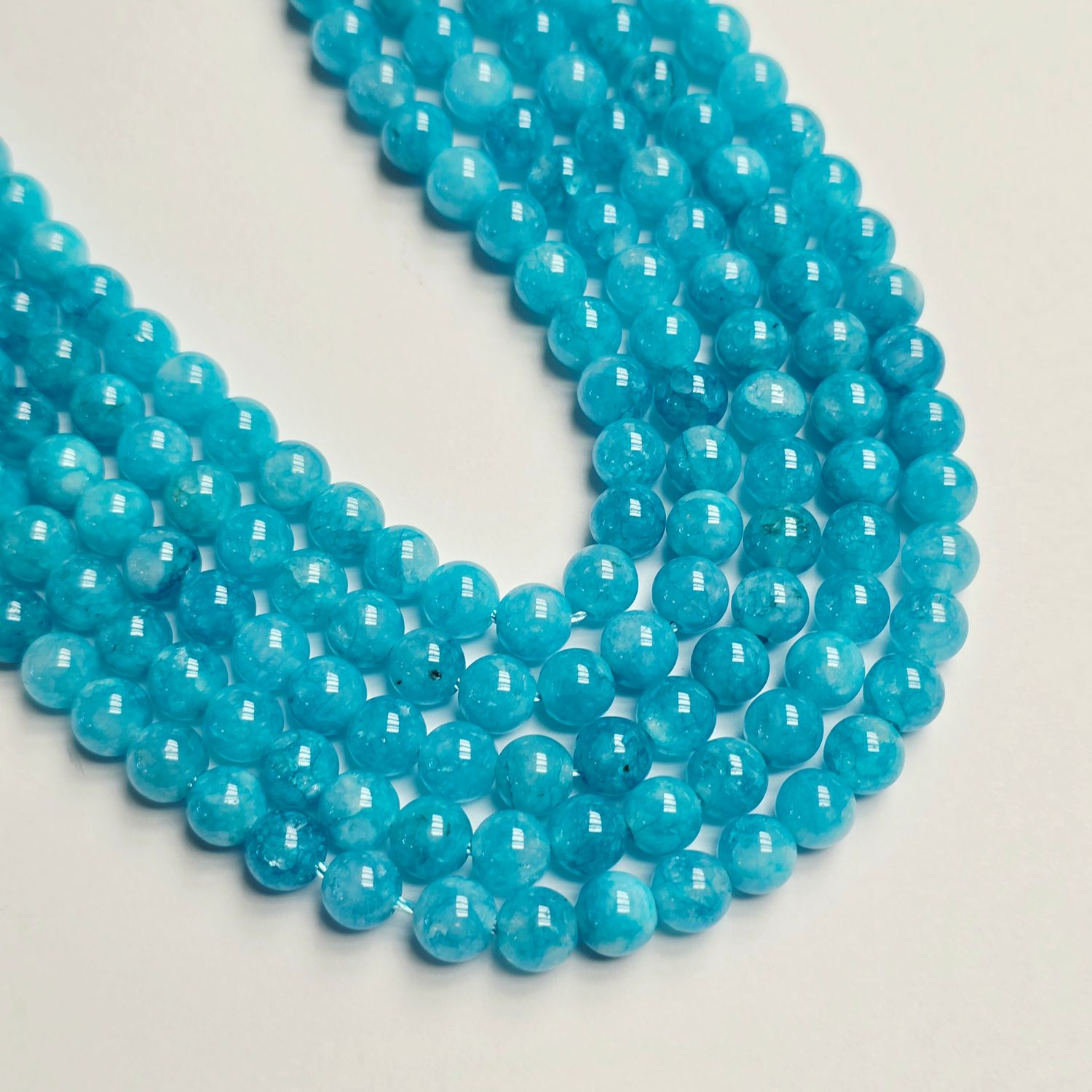 6mm Jade Rounds - Aqua Teal