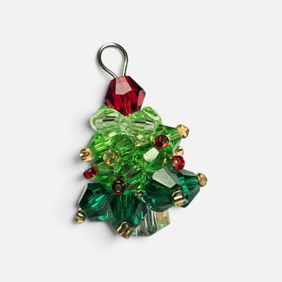 Christmas Tree Crystal Pendant - Silver Loop
