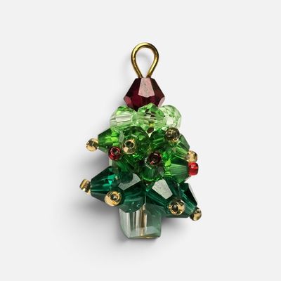 Christmas Tree Crystal Pendant - Gold Loop