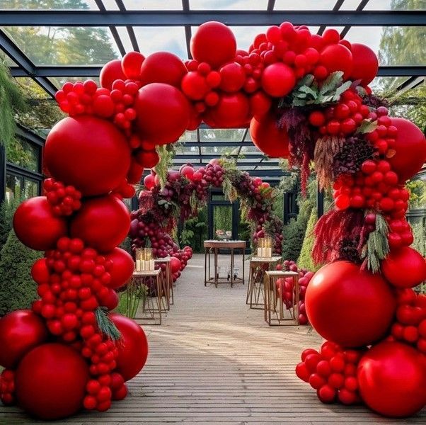 Red, Crimson, White and Black Balloon Arches