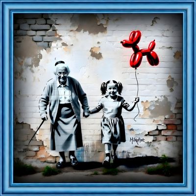 MikoArt-Liquid Gloss®-06/Old&amp;Young-80x80cm-0367