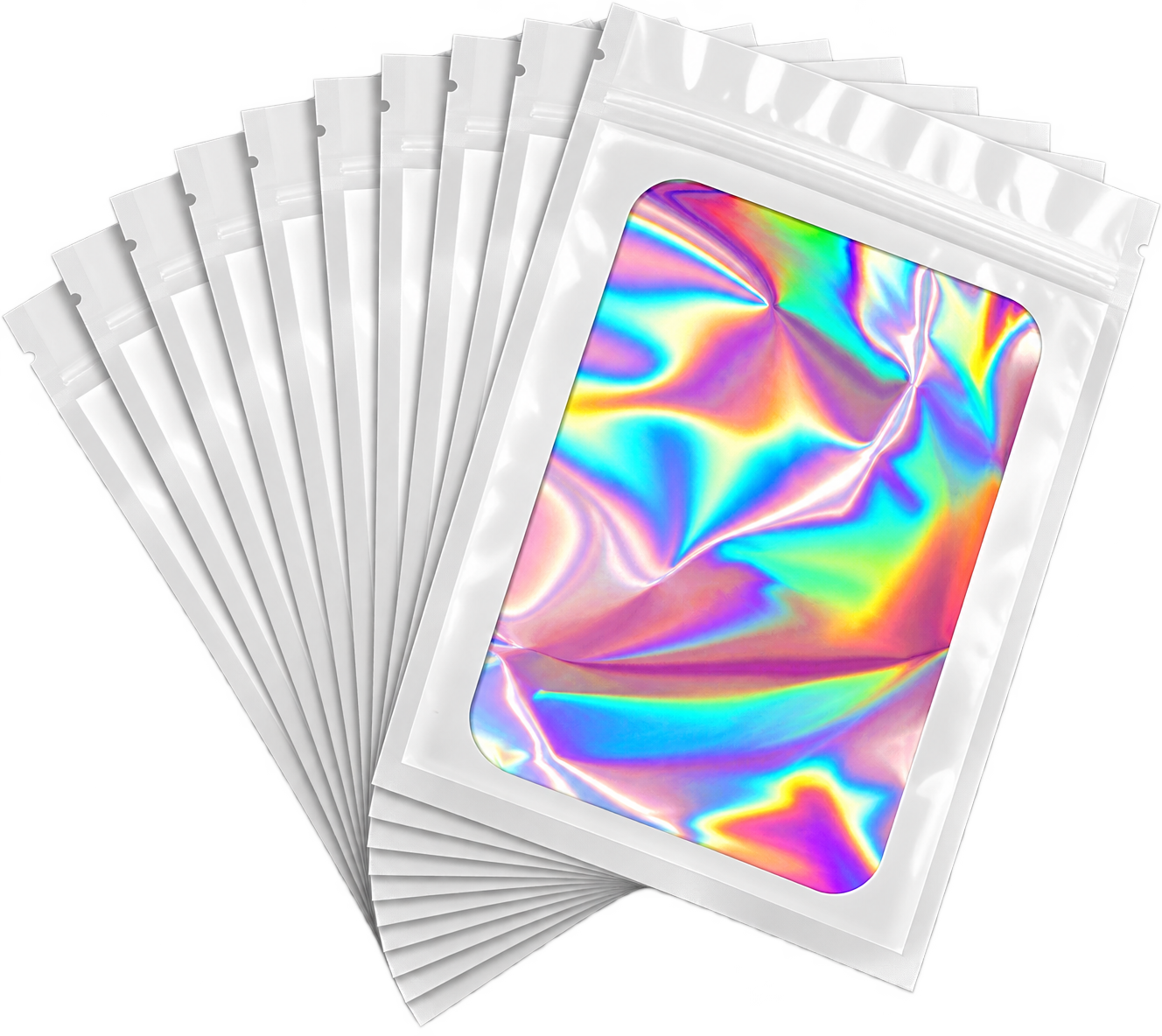 White 4 x 6 inch Resealable Mylar Holographic Bags