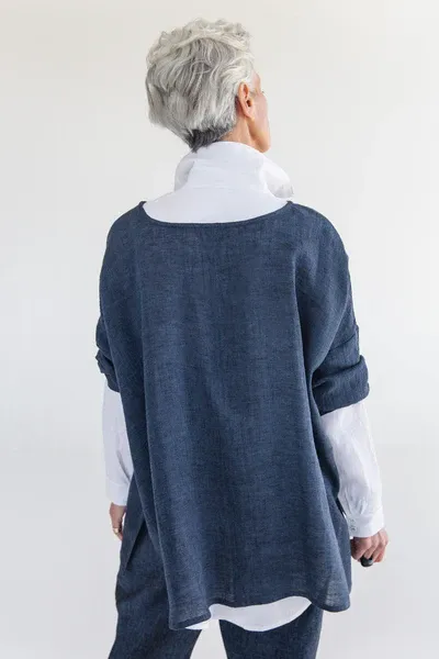 EVAS SUNDAY Harry Top Navy Gauze