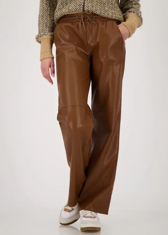 Monari Straight Leg Brown Faux Leather Pants 809270