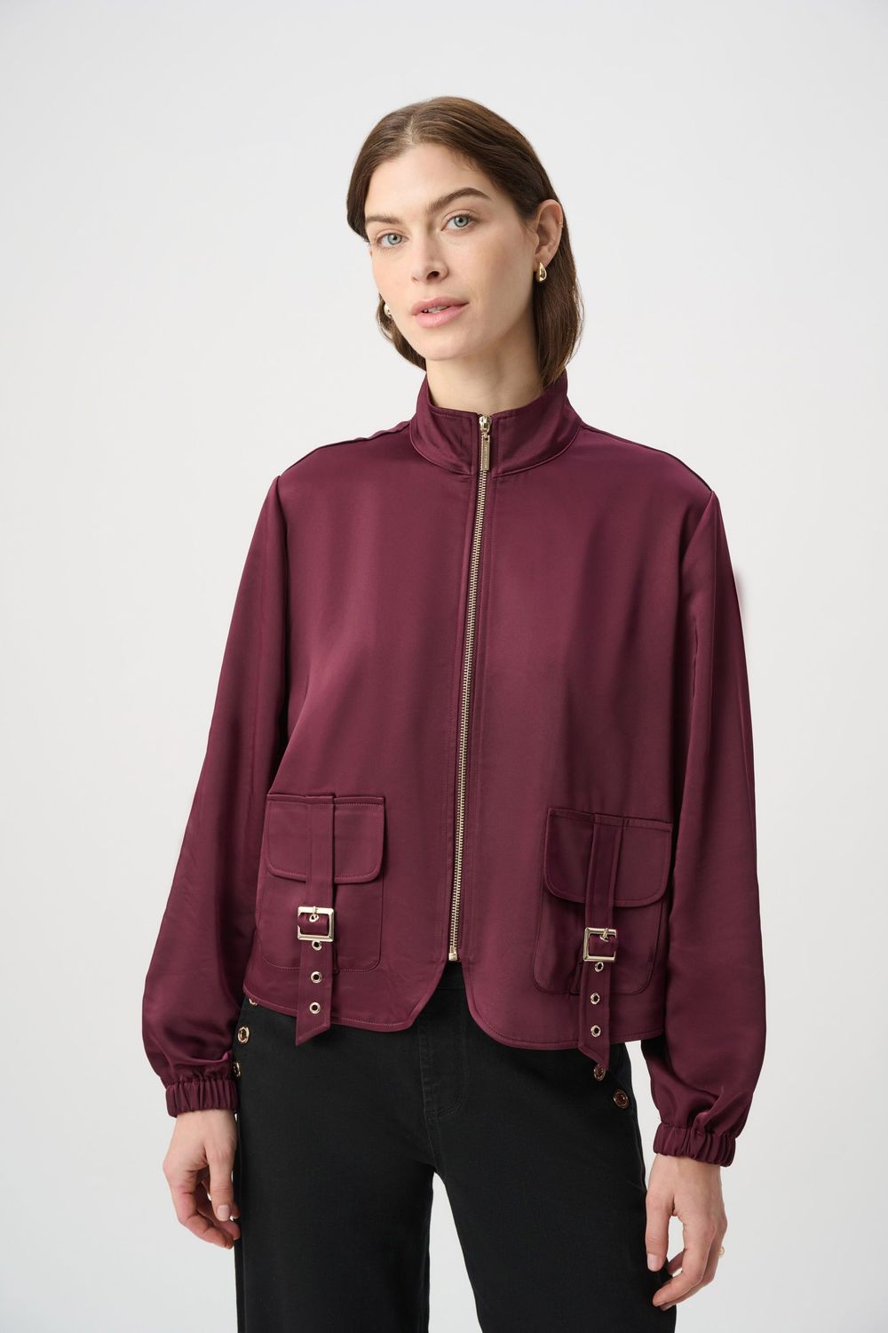Joseph Ribkoff  Satin Puff Sleeve Utility Jacket 264939