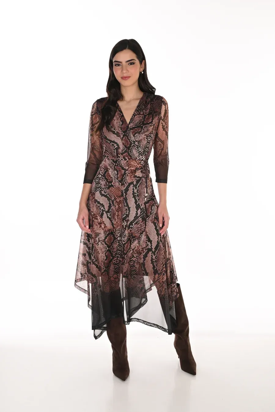 Frank Lyman Snake Print Wrap Dress 263413