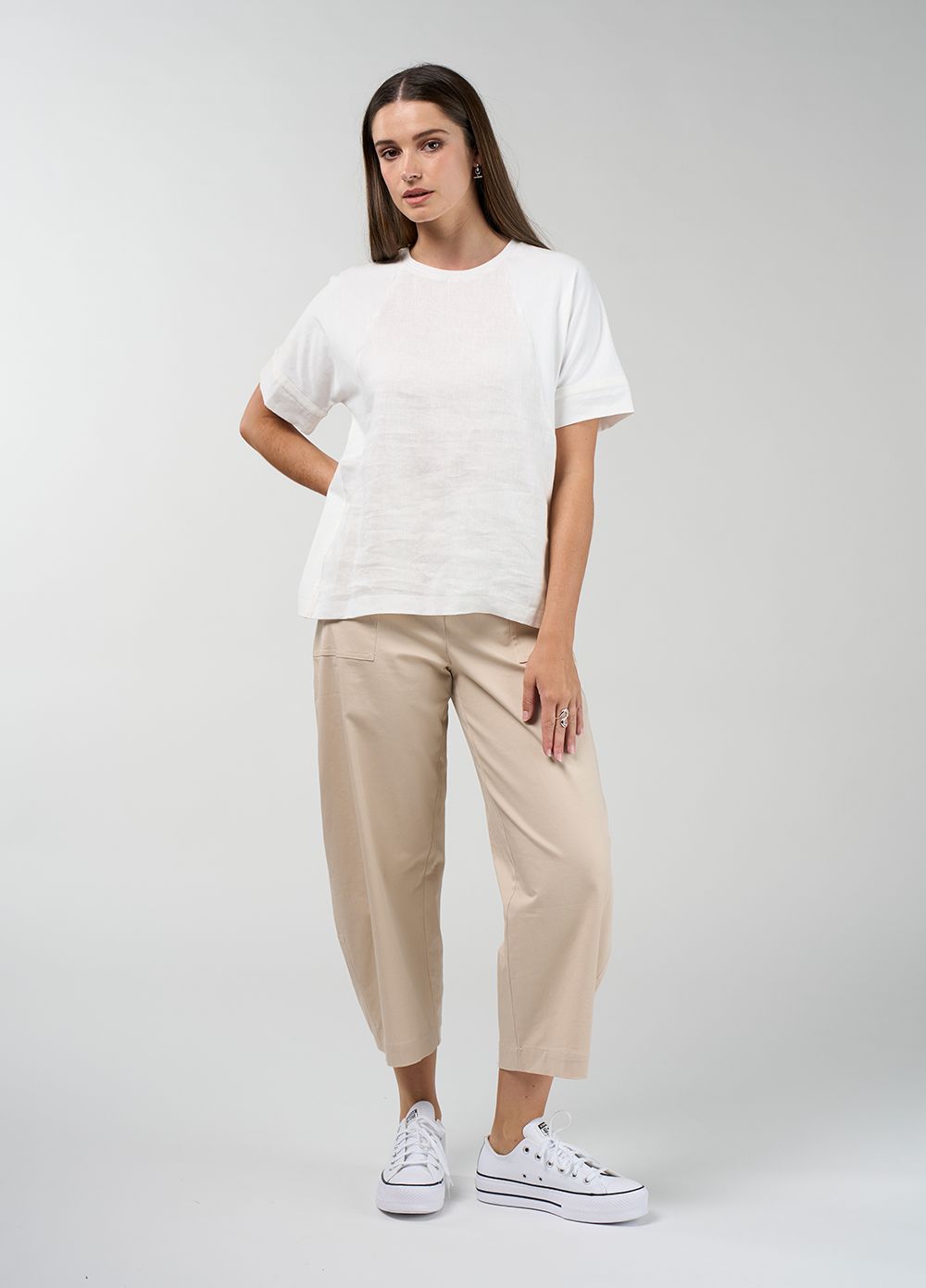 Madly Sweetly Mixed Media Tee MS1951 Silk White
