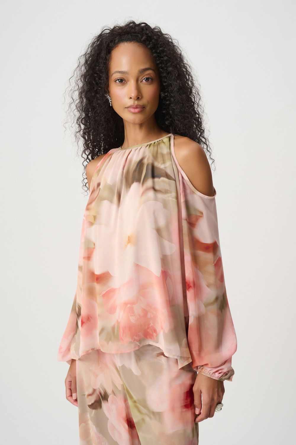 Joseph Ribkoff Chiffon Floral Print Puff Sleeve Top 271773