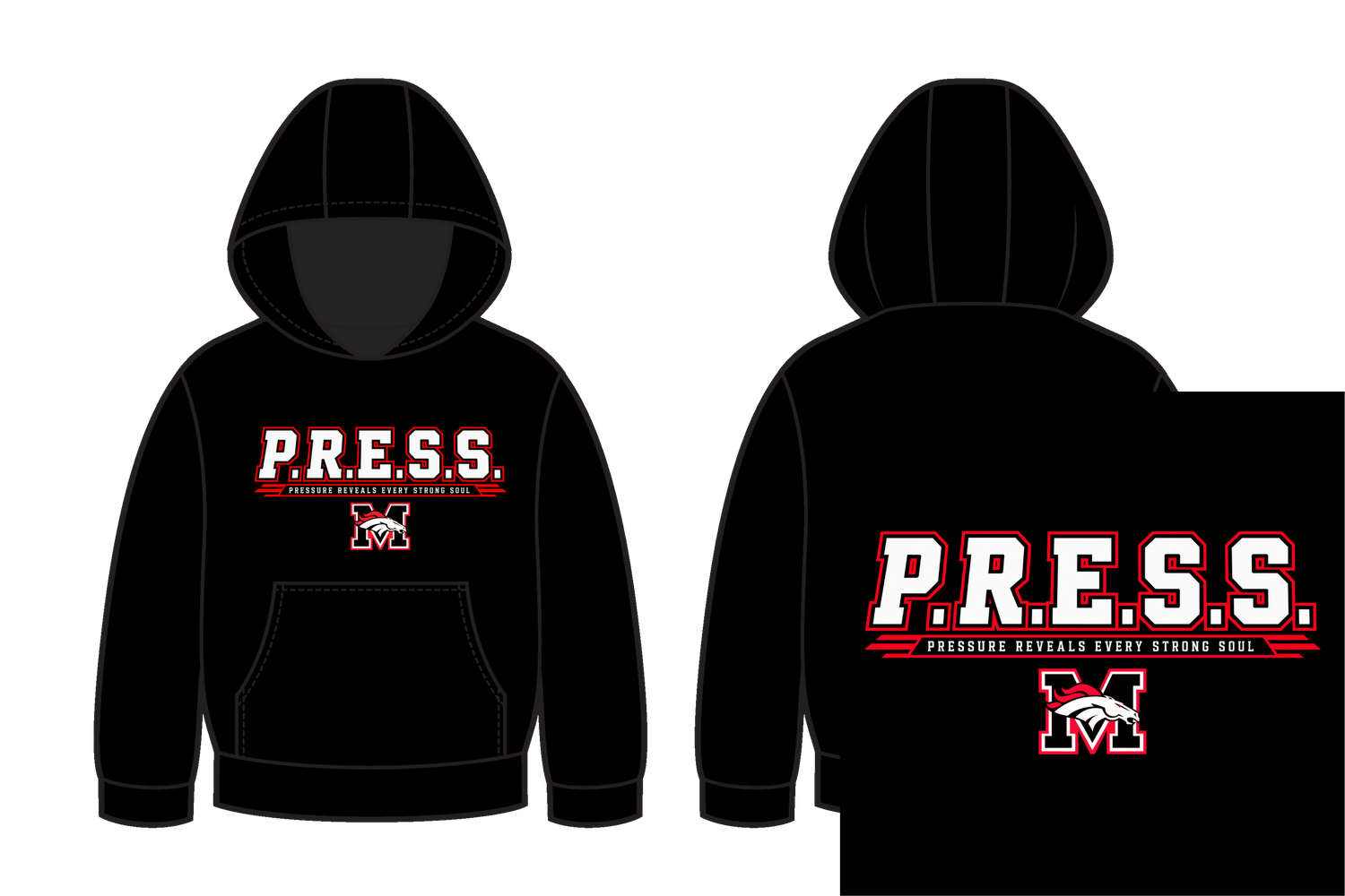Mustang Broncos - Dry Fit Hoodie - PRESS