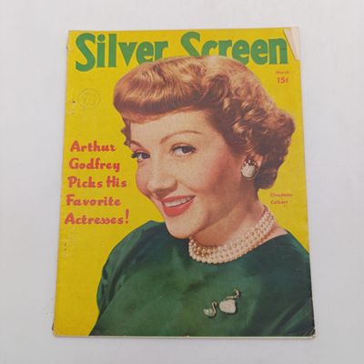 Vintage silver screen magazine - Claudette Colbert - March 1950