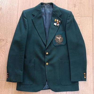 South African Gymnastics international judges blazer with pin badges