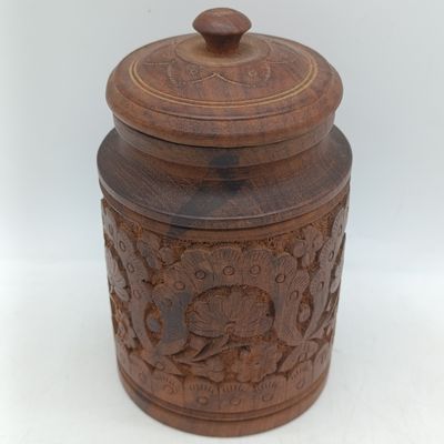 Vintage Rosewood lidded jar - 160mm high