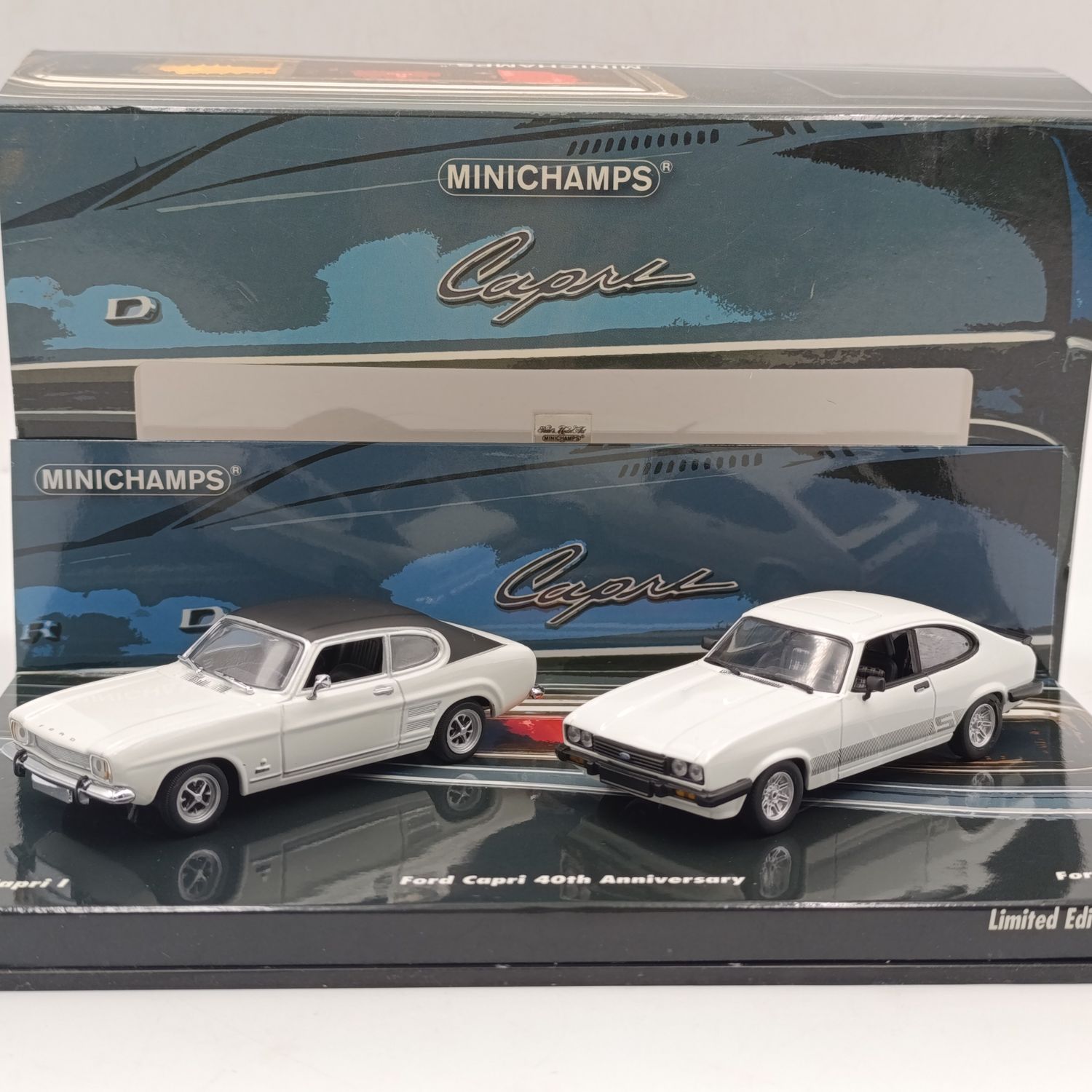 MiniChamps Ford Capri 40th Anniversary set - Ford Capri I and Ford Capri III - scale 1/43