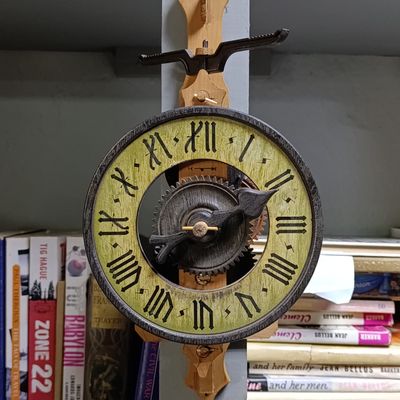 Vintage crafter's wall clock - working but weights missing
