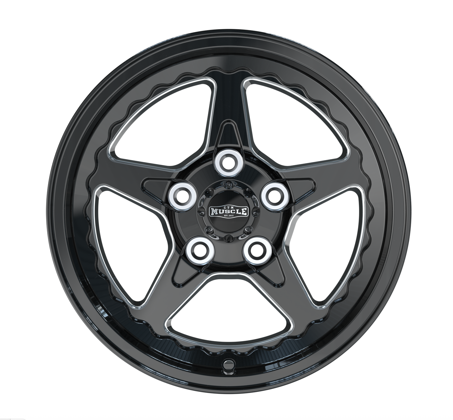 CTM MUSCLE DRAGSTAR II GLOSS BLACK/MILLED Size:15x8J ***CUSTOM FITMENT*** ET: 0