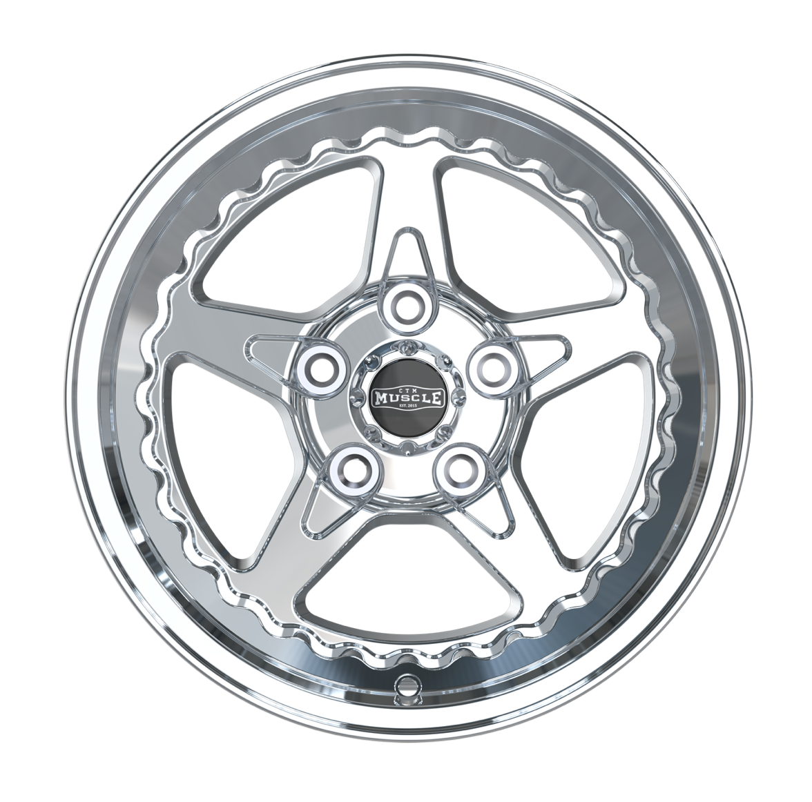 CTM MUSCLE DRAGSTAR II FULL POLISHED Size:15x7J ***CUSTOM FITMENT*** ET:20P