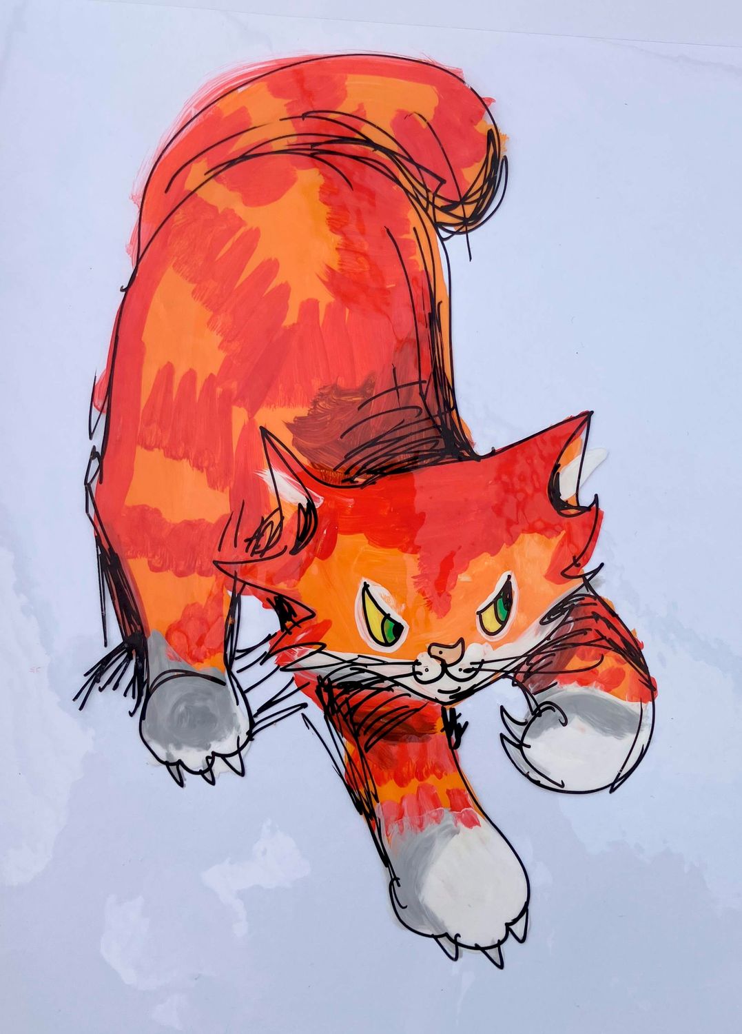 CAT STRETCH1  -THE CAT WHO WALKED  by Himself - a "Just So Story"