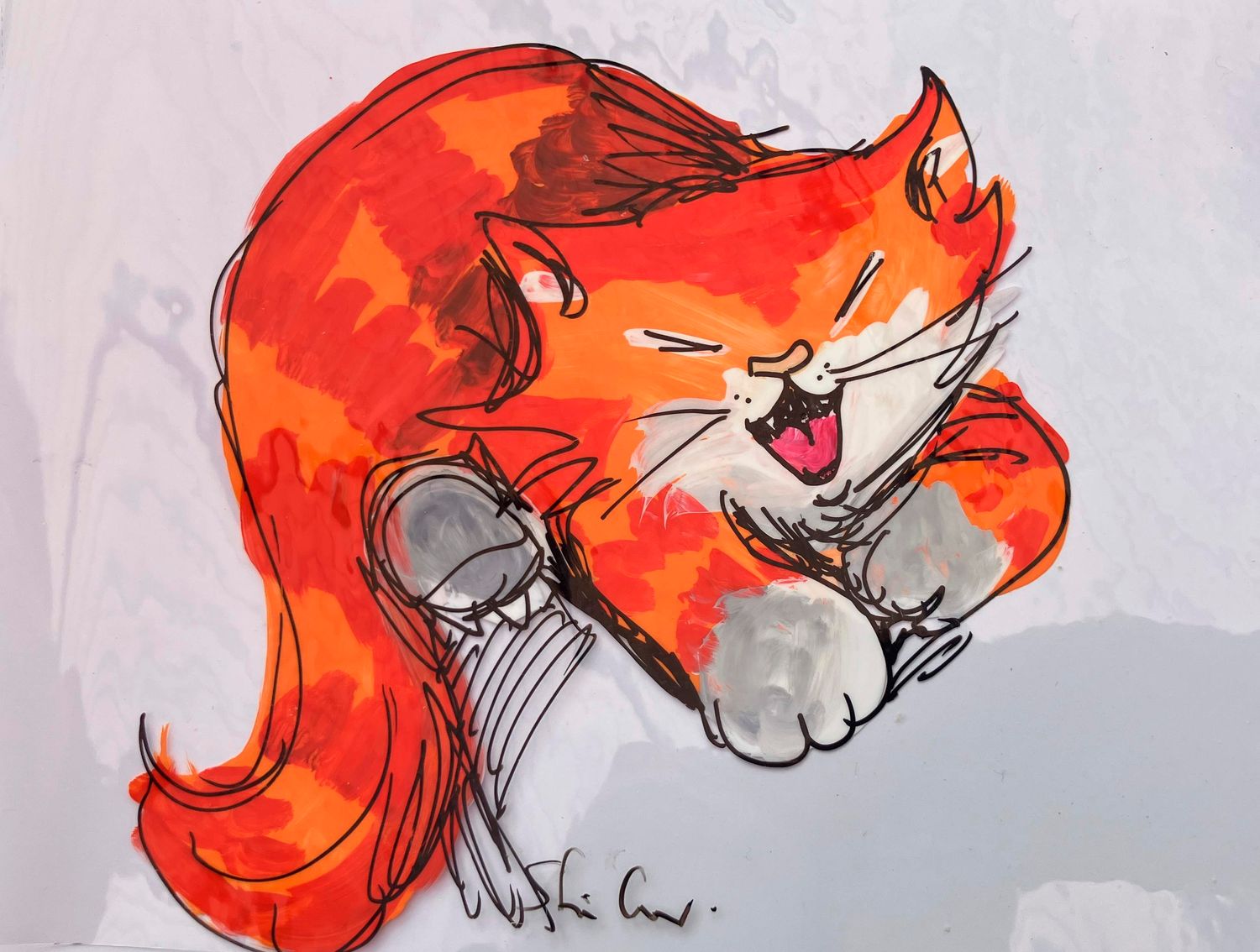 CAT YAWNS  -THE CAT WHO WALKED  by Himself - a "Just So Story"