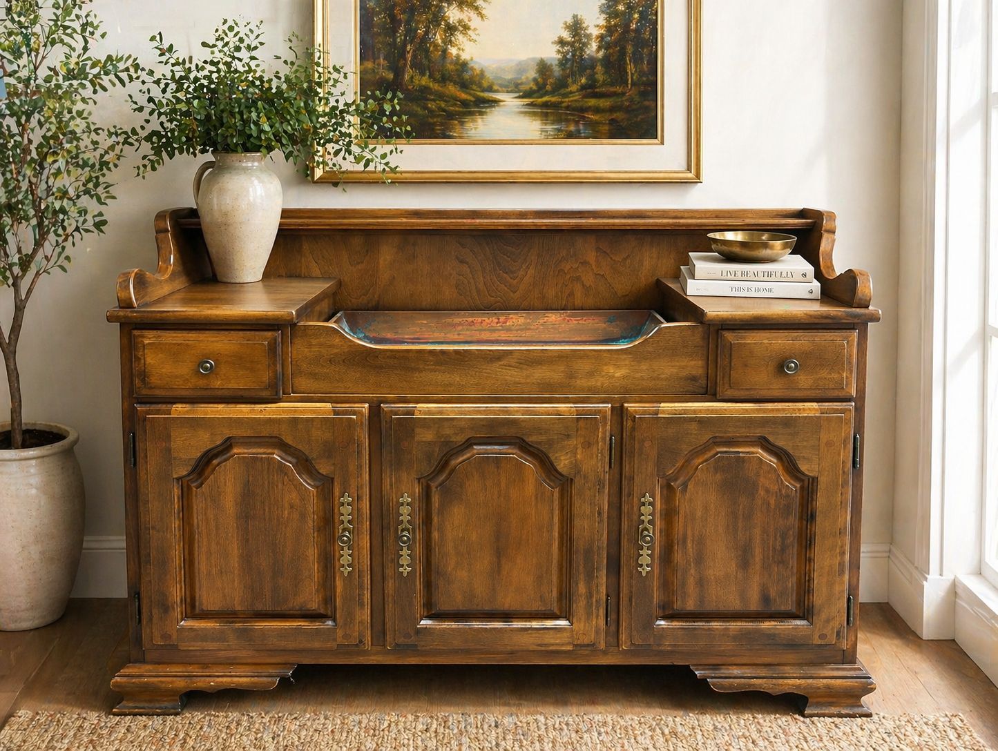 Temple Stuart Maple Dry Sink with Copper Basin