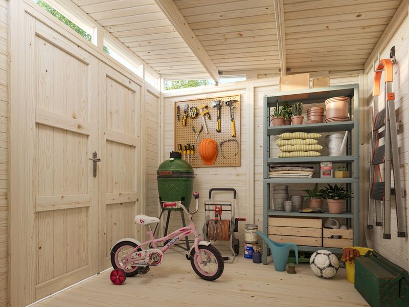 Abri de Rangement toit plat en bois ELIAS 4.9 m2 panneaux préfabriqués traité au choix