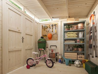 Abri de Rangement toit plat en bois ELIAS 4.9 m2 panneaux préfabriqués traité au choix
