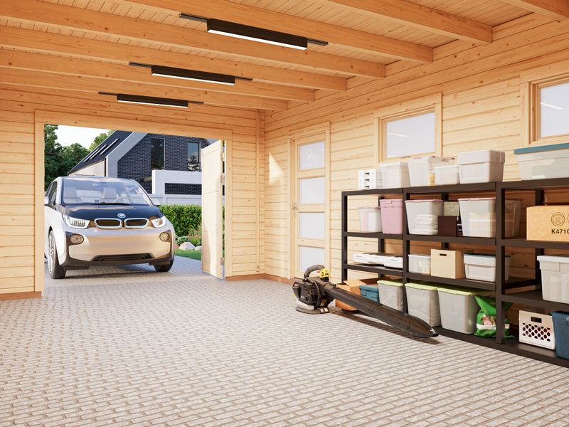Garage Rasmus 19,0 m2 en bois 44 mm  porte bois traité au choix