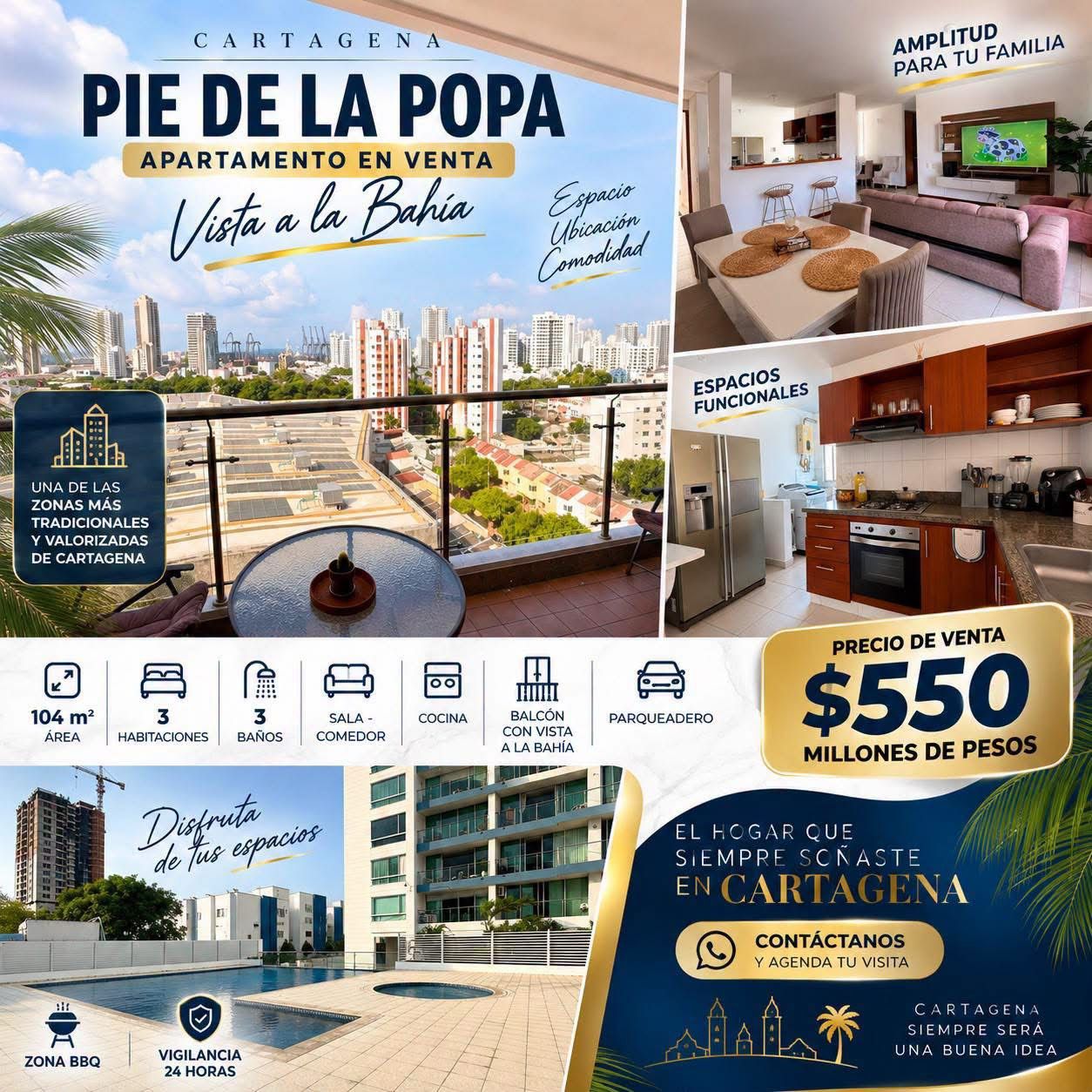 APTO EN VENTA EN EL PIE DE LA POPA