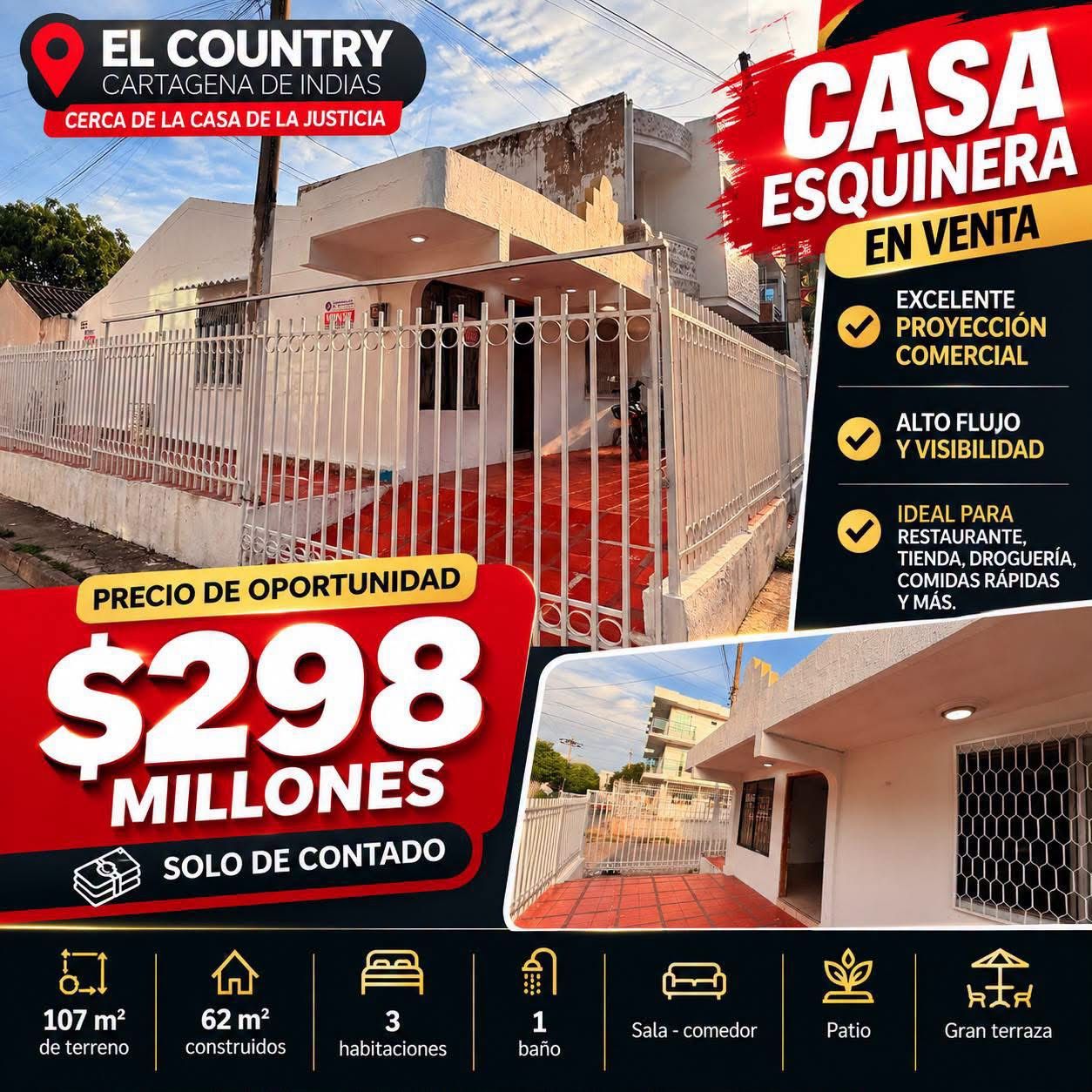 CASA ESQUINERA EN EL COUNTRY