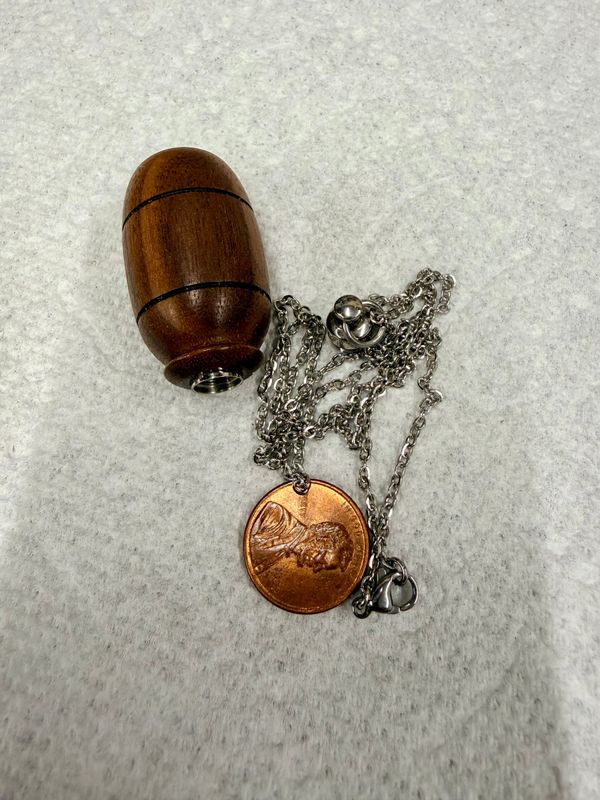 walnut wood, keepsake necklace (2"x 7/8")
