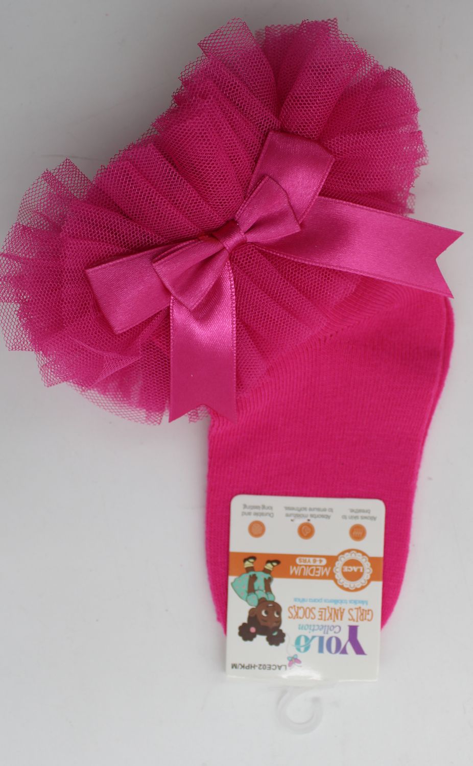 LACE02-HOT PINK/M-SOCK